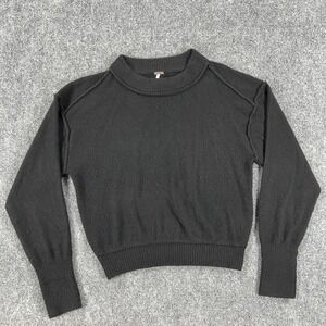 Free People Sweater Womens XS Black 100% Cashmere Mock Neck Raglan Pullover